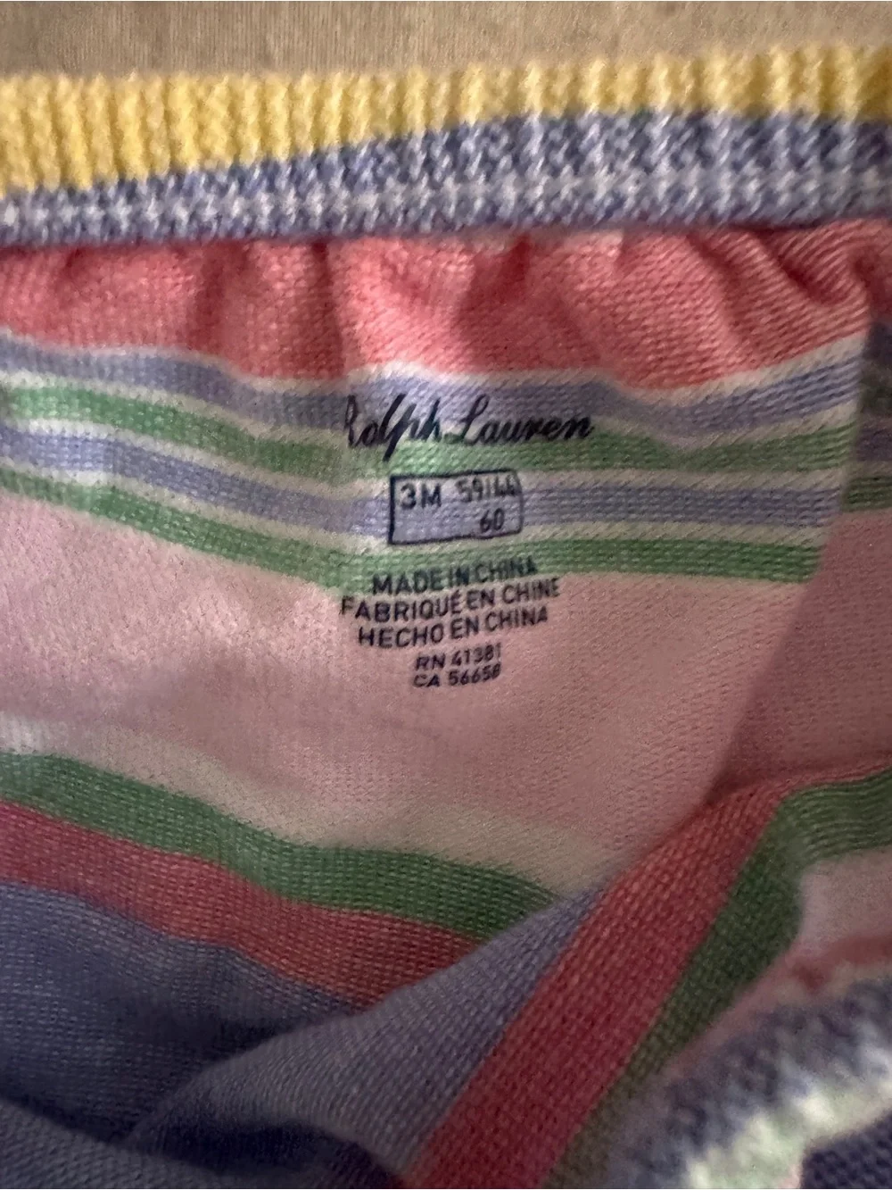 Ralph Lauren Baby Girls 3M Pastel Striped Ruffle Dress Preppy Spring